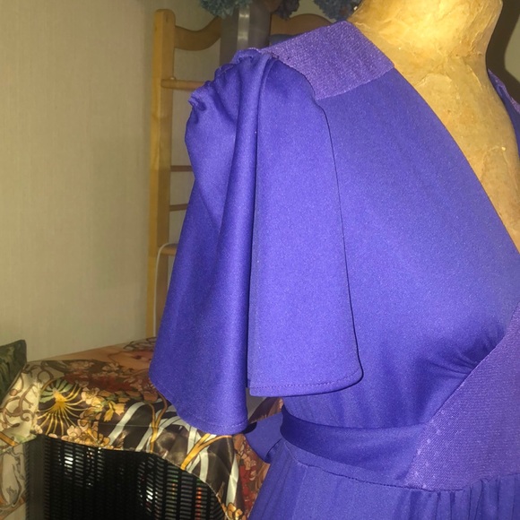 Vintage 1970’s, purple maxi dress- Rags by Kressandra- flutter sleeves - Picture 5 of 8